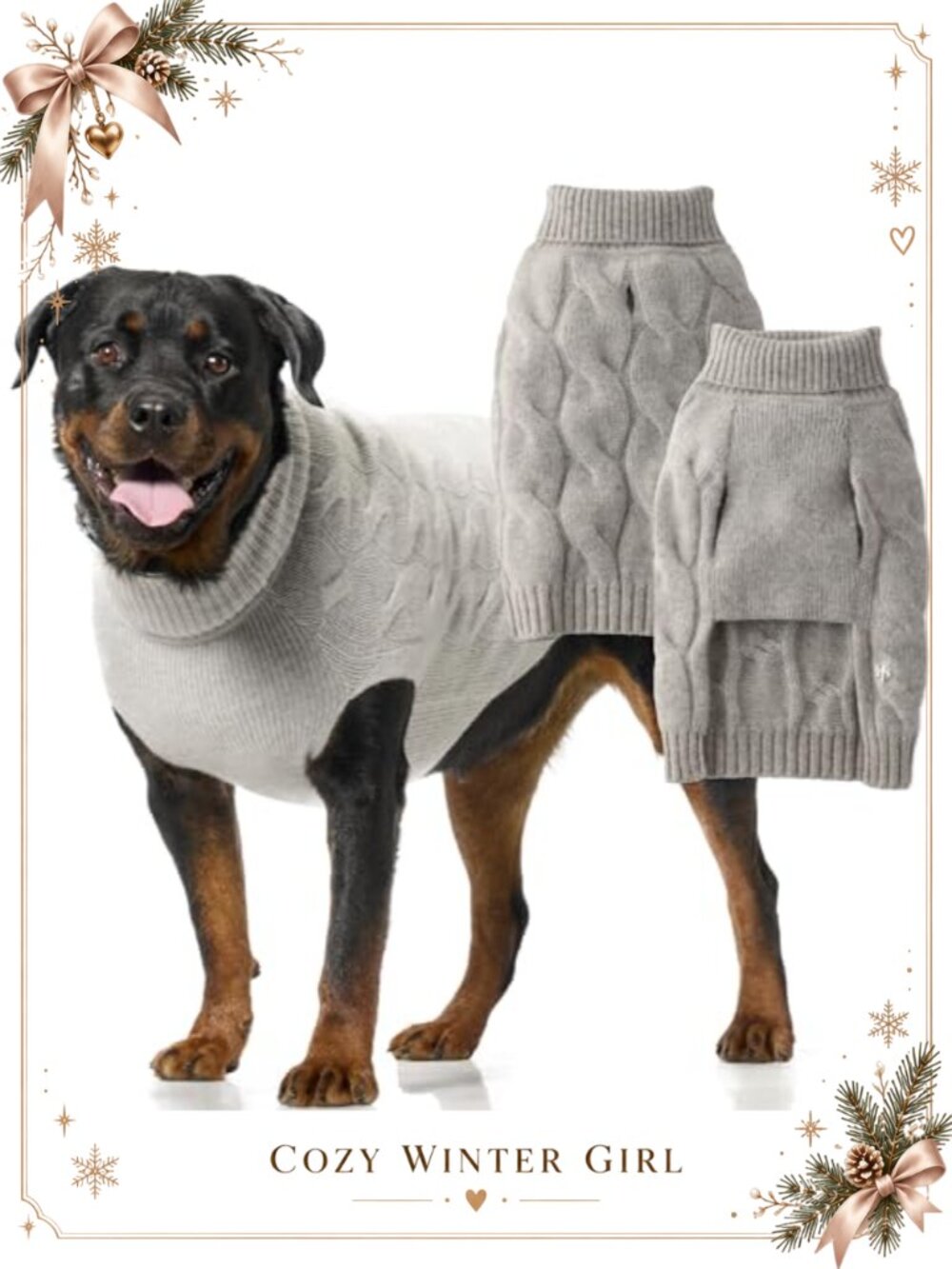 Cashmere Cable Knit Dog Sweater Vest Turtleneck Pullover